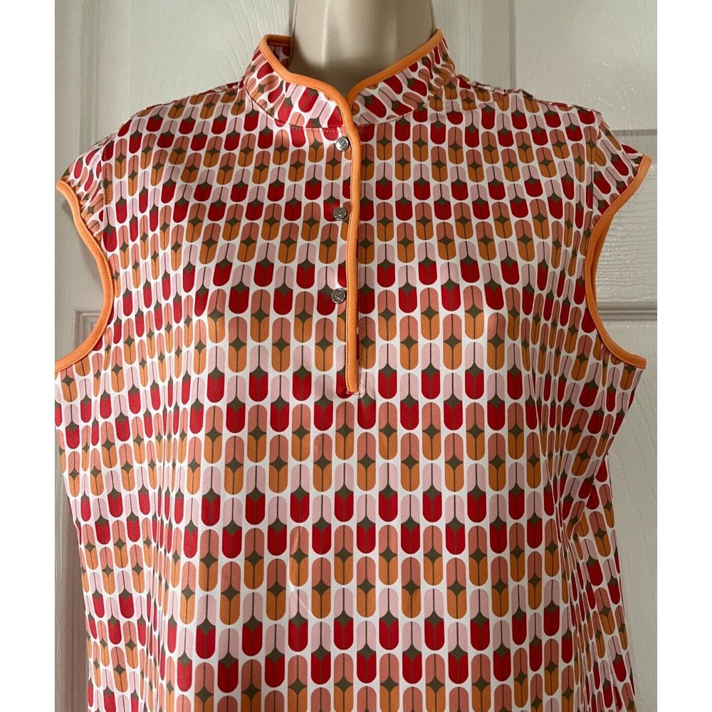 Daily Sports Sleeveless Blouse Size L Top Pink Red Amir Golf Shirt Cruise NEW